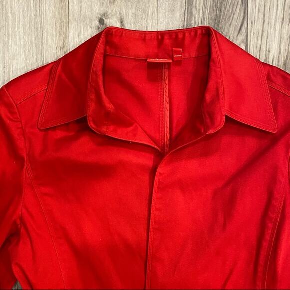 Anne Klein 8 Red Open Front Stretch Cotton Blazer, Self-Tie PRISTINE! - Picture 2 of 9